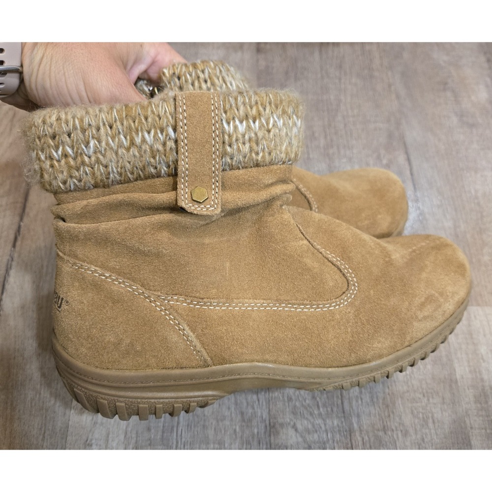 KHOMBU Laura All Weather Boots Sz 8M Suede Chestnut Brown Waterproof